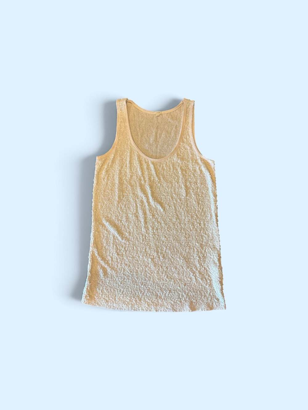 J.Crew Women's Cream Sequin Embellished Scoop Neck Tank Top